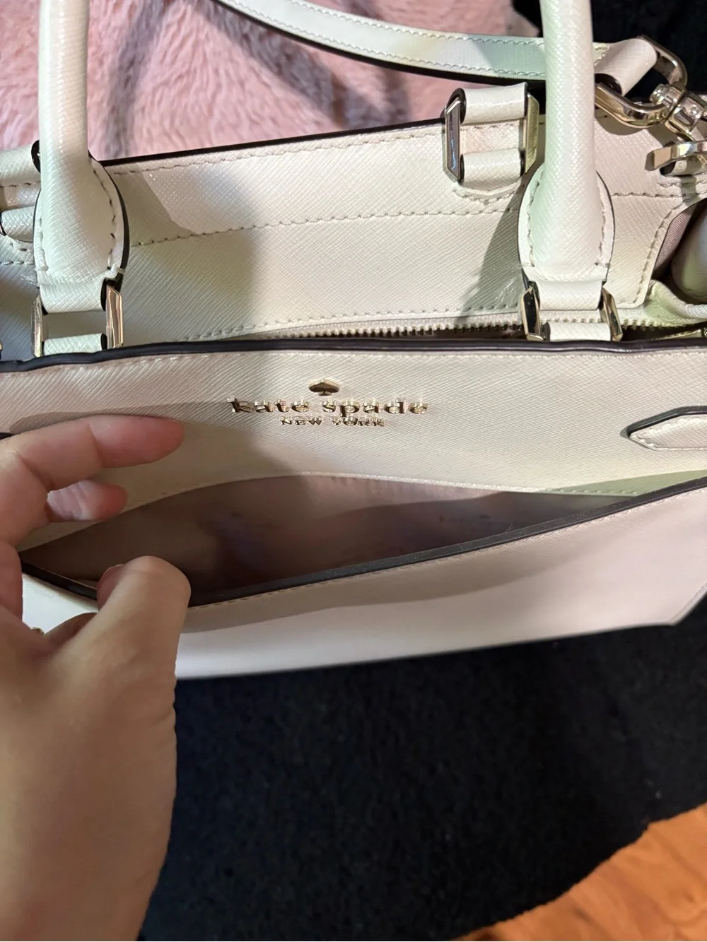 kate spade Cream Leather Satchel with Gold Hardware